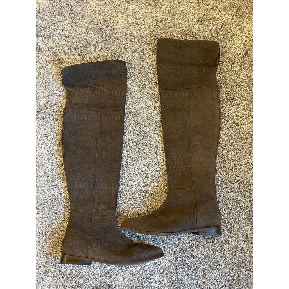 Seychelles Women’s Brown Leather Textured Over The Knee Boots Fold Down Top Sz 7